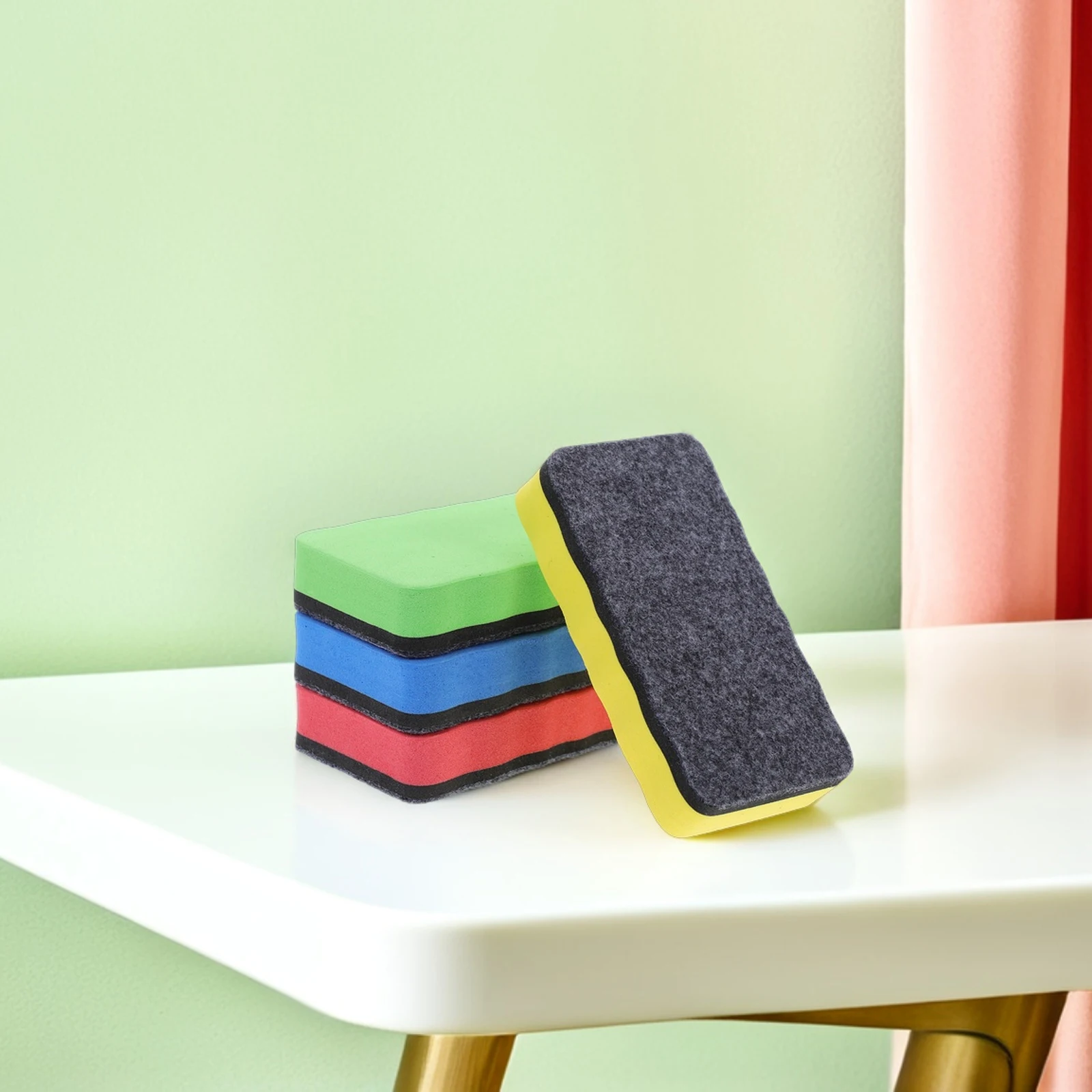 

4pcs Magnetic Blackboard Whiteboard Erasers Dry Cleaning Wipes EVA Felt for Kids Offices Homes Glass Metal Surfaces