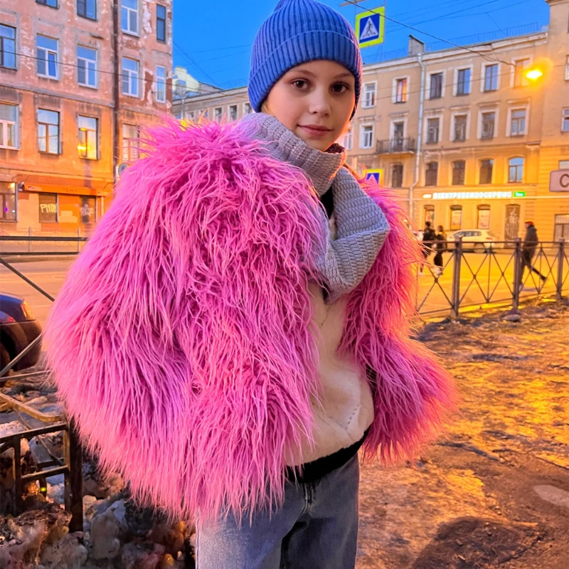 Kleurrijke Warm Lam Wol Faux Vrouwen Bontjas Losse Zwart Wit Roze Pluche Jas Vrouwelijke Jas Bont Herfst Winter Shaggy bovenkleding