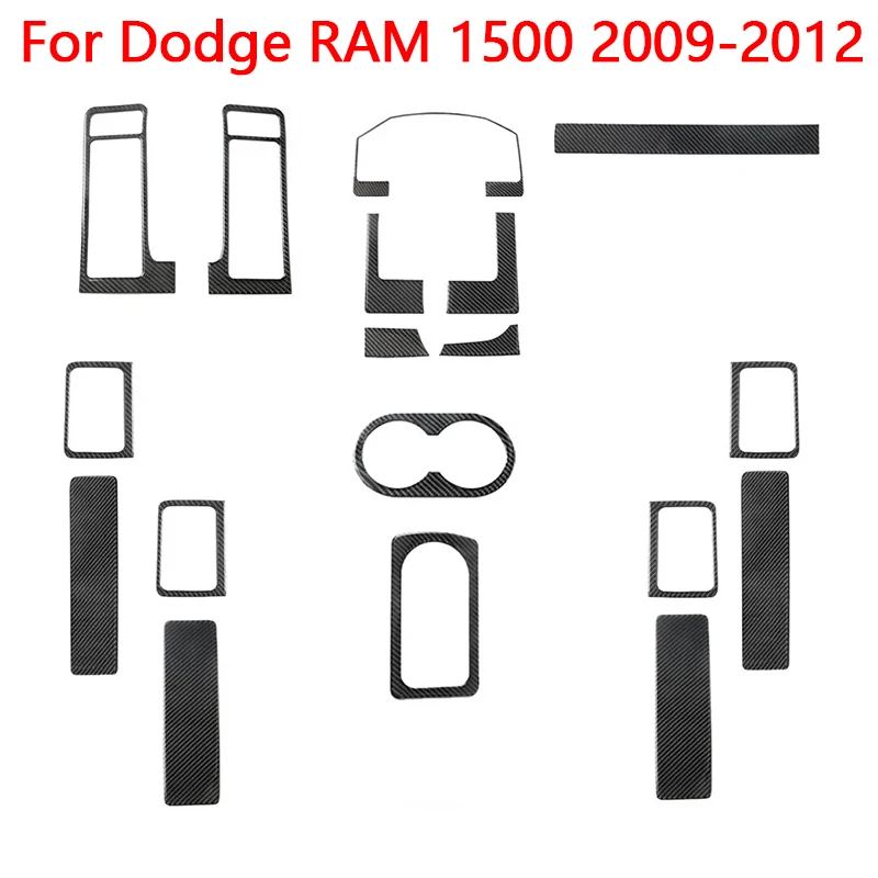 Carbon Fiber Black Stickers Cover Trim Various Parts For Dodge RAM 1500 2009 2010 2011 2012 Car Interior Decorative Accessories