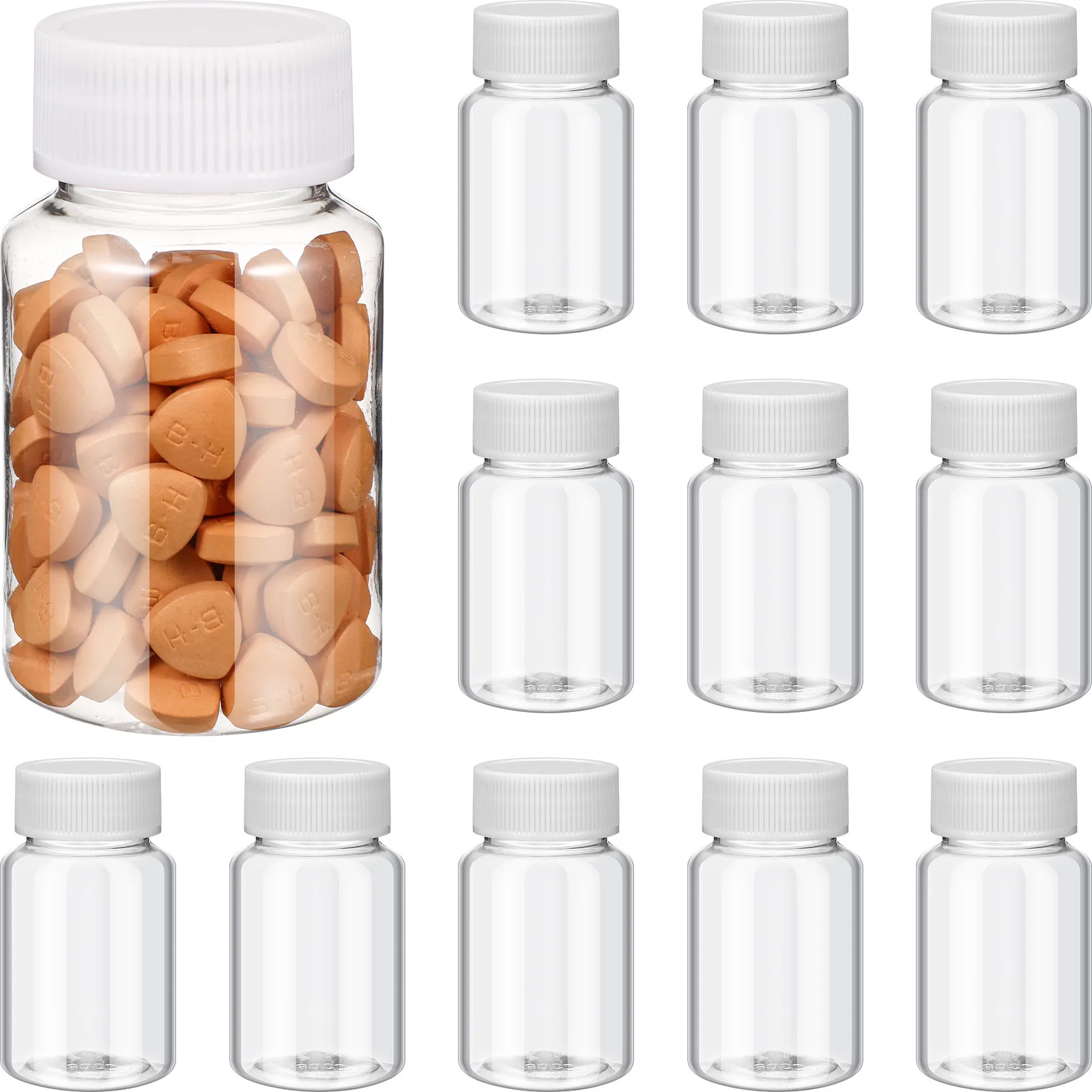 

12pcs 80Ml Pet Plastic Pill Bottles Clear Container For Vitamins Pills Capsules Storage Waterproof Screw Lid Medicine Holder