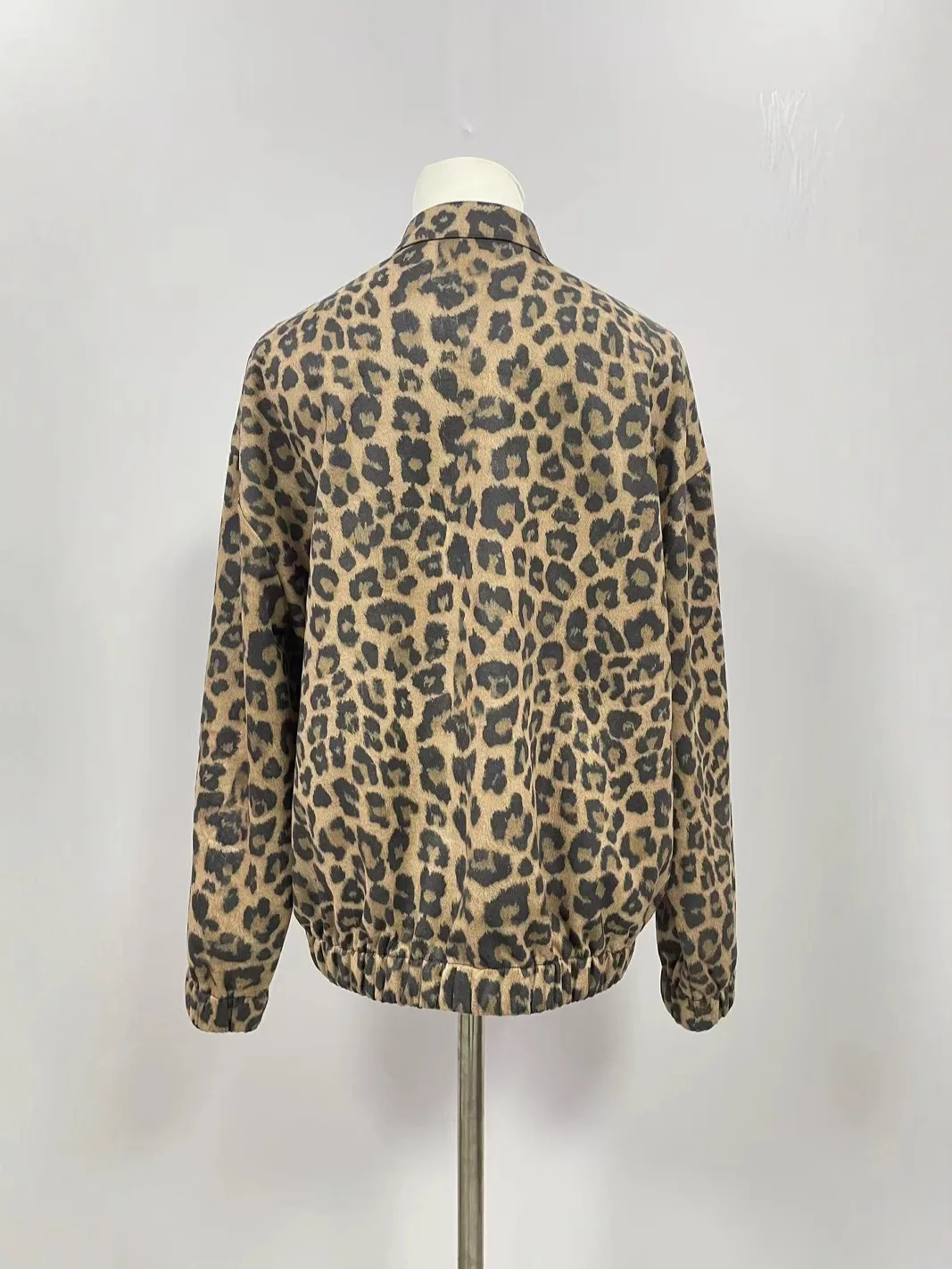 الربيع ليوبارد طباعة الرجعية الغلاف الجوي أعلى البوليستر النسيج الشارع الاتجاه فضفاض النمط الأمريكي قميص معطف المرأة كسول نمط #5