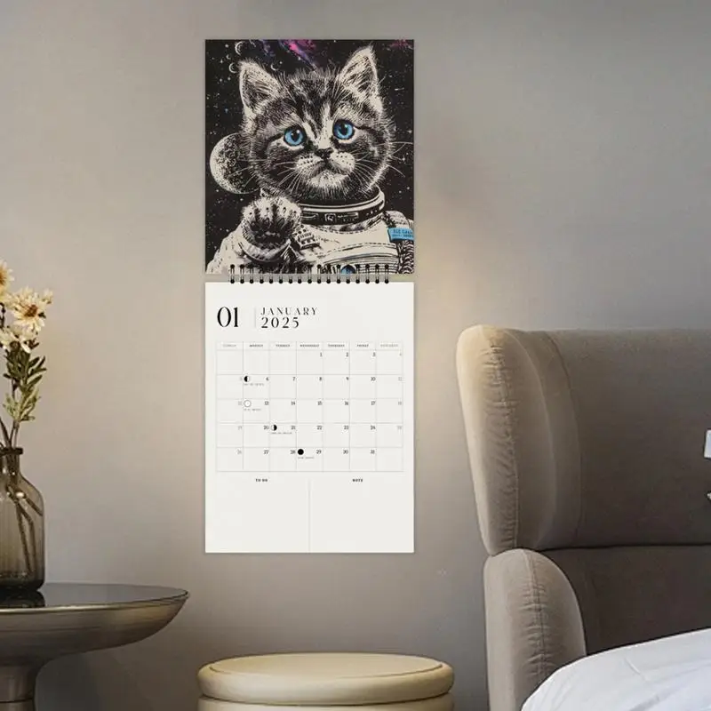 2025 calendário de parede gatos gato planejador familiar para organização de parede e calendário de planejamento 2025 calendário mensal planejador fase da lua