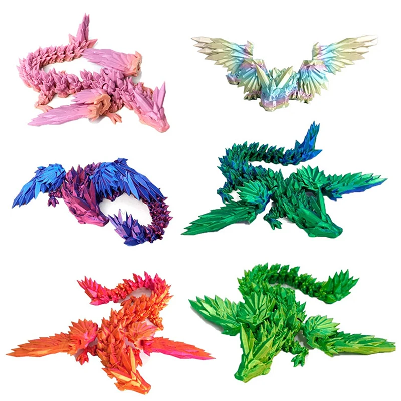 3D Printed Feilong Living Room Ornaments Multi-jointed Movable Dragon With Wings Tabletop Home Decoration