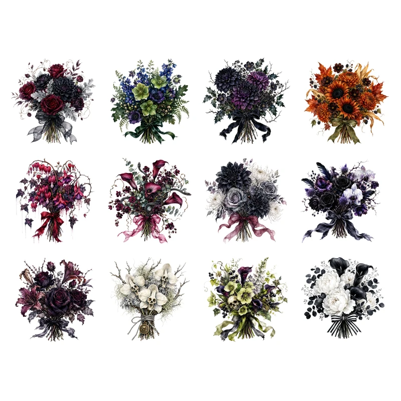 Flower Magic Witch and Dark Gothic Flower Patches For DIY Heat Transfer Clothes Thermal transfer stickers Decoration Printing