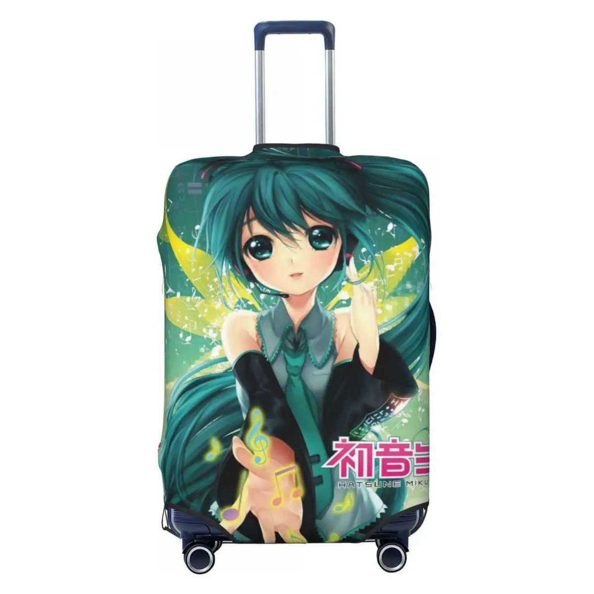 カスタム初音ミク-vocaloid-ロックアニメ旅行荷物カバー弾性スーツケースカバープロテクターフィット-18-32-インチ