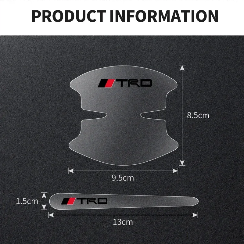 8Pcs PVC Transparent Car Door Handle Wrist Bowl Trim Stickers For TRD TOYOTA Crown Reiz Corolla Prada Alphard Yaris Camry GT86