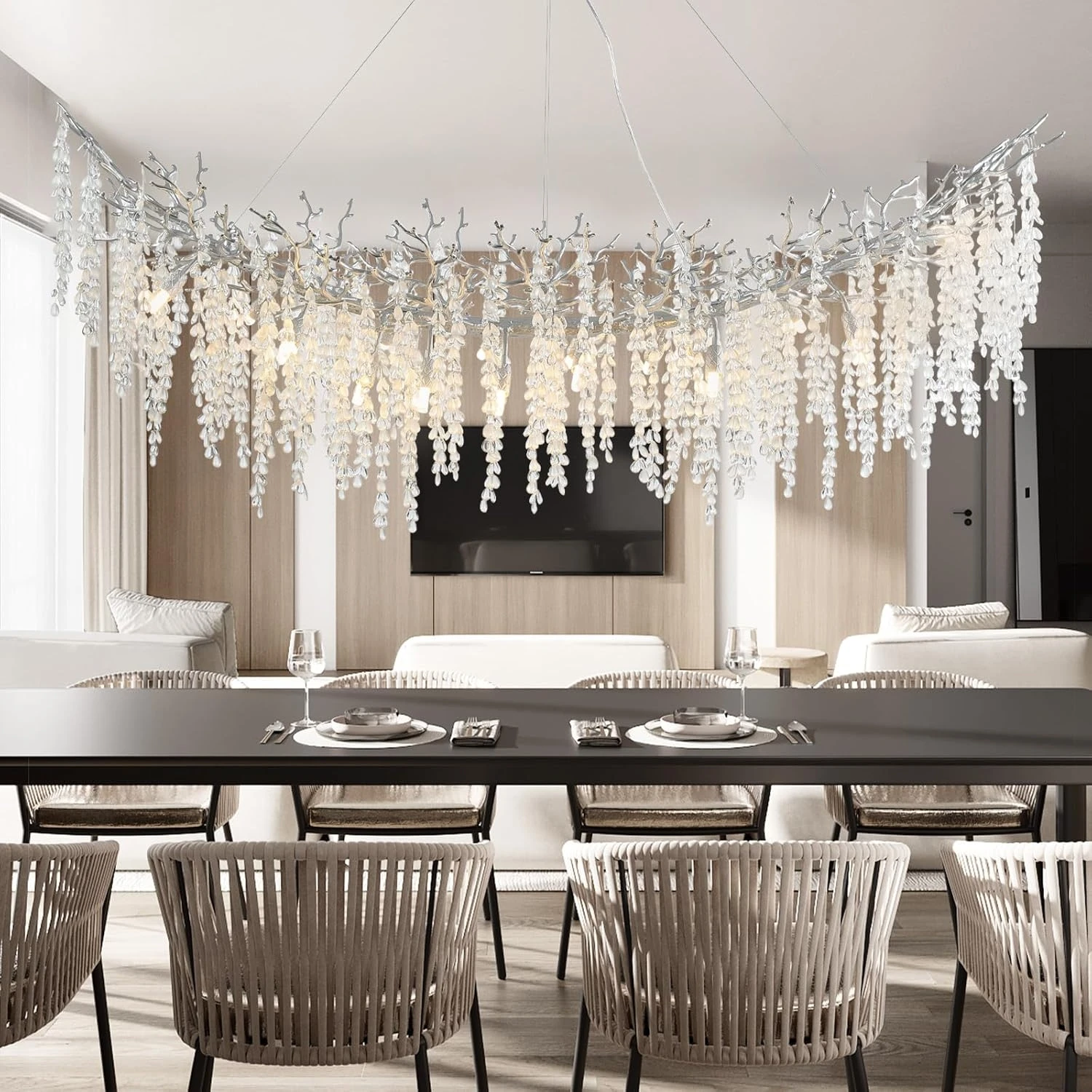 

Crystal Hanging Chandelier Light For Living Room Bedroom Kitchen Dining Table Long Branch Crystal Ceiling Chandeliers