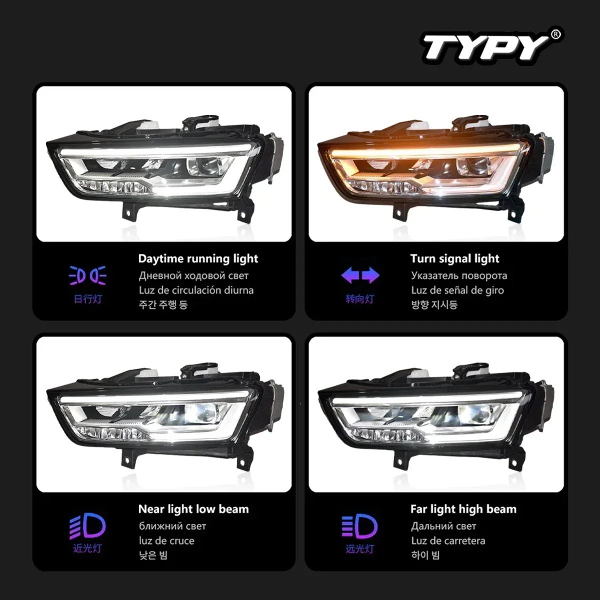 

TYPY Новая светодиодная фара, обновленная, модифицированная для Audi Q3, светодиодная фара 2016-2018, фара с динамическим сигналом, автоаксессуары