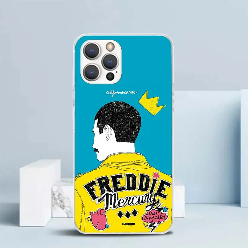 Rock Funky freddy Mercury Queen Cover morbida per iPhone 15 14 13 12 Mini 11 Pro Max custodia per telefono con stampa X XS XR 7 Plus 8 + SE Patter