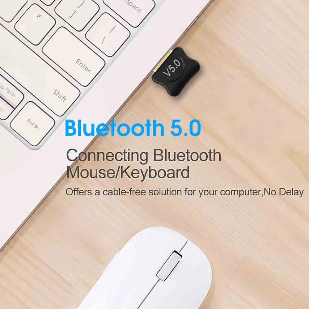 Bluetooth-Compatible 5.0 USB Adapter Transmitter for Computers Connect Earphones Stereo Audio Devices Printers and More