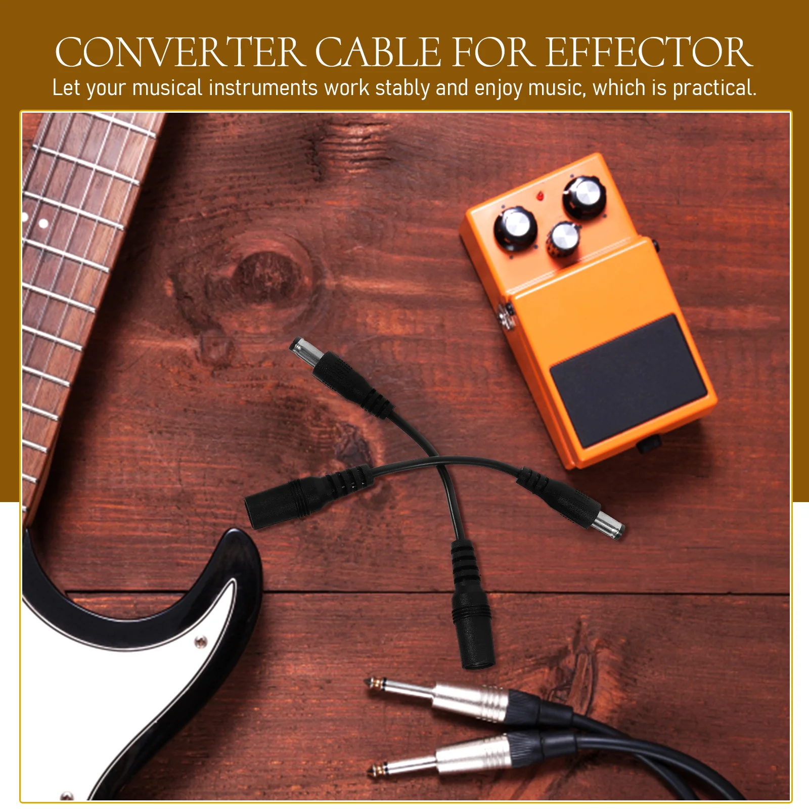 

2pcs Effector Transition Cable Accessory Durable Lightweight Musical Instrument Polarity Converter Cable Audio Video Wire