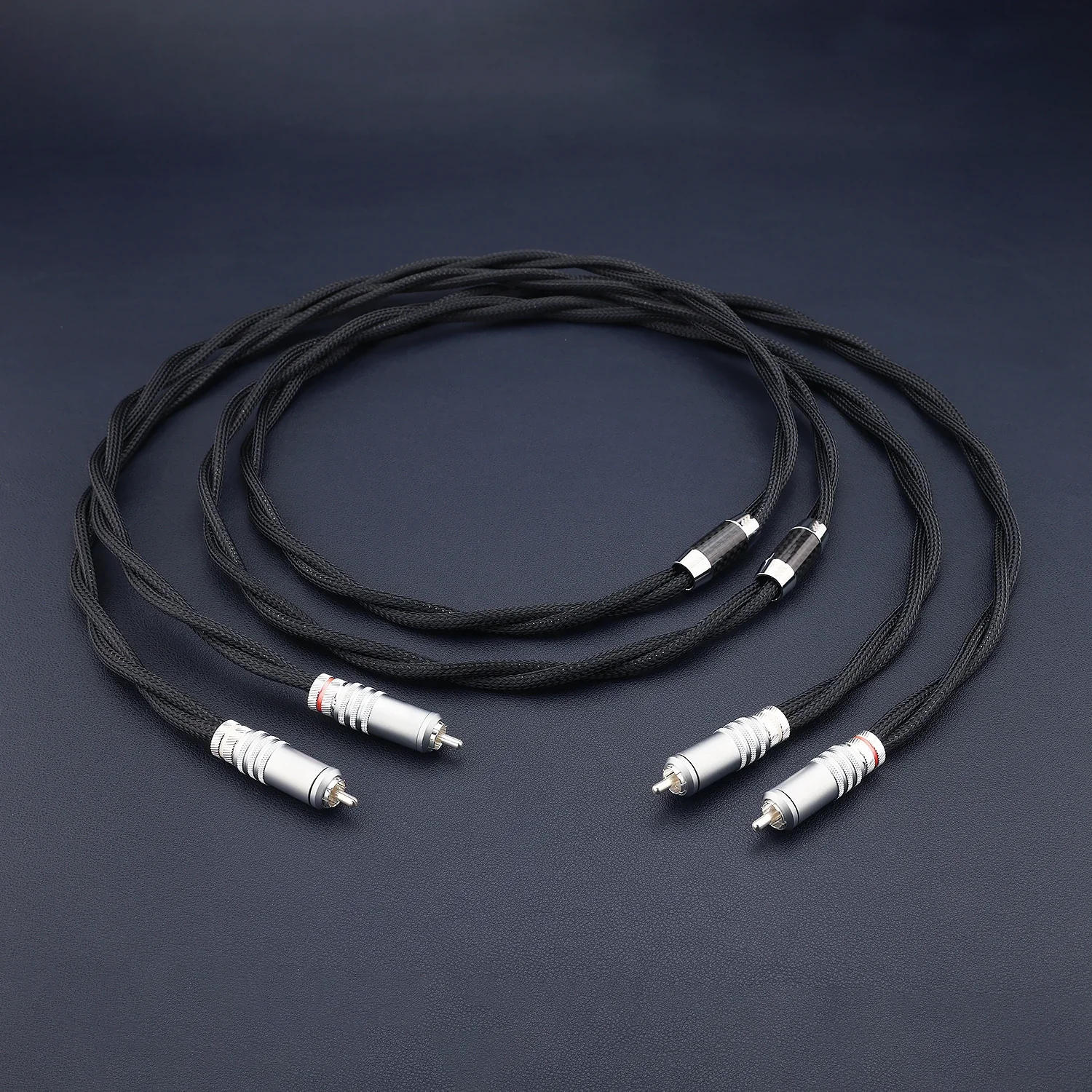 7N OCC Silver Plated 2 RCA Interconnect Cable Rhodium Self Locking Plug HiFi Audiophile Stereo Pair for Amp DAC Preamp