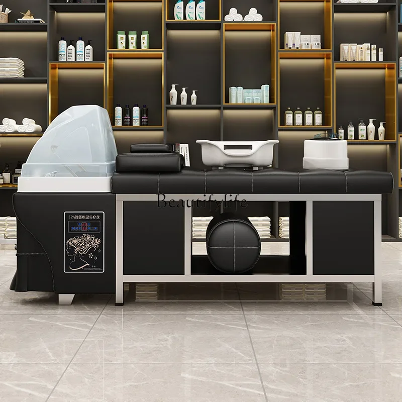 

01Thai shampoo bed barber shop hair salon special massage water circulation constant temperature fumigation stainless steel bed