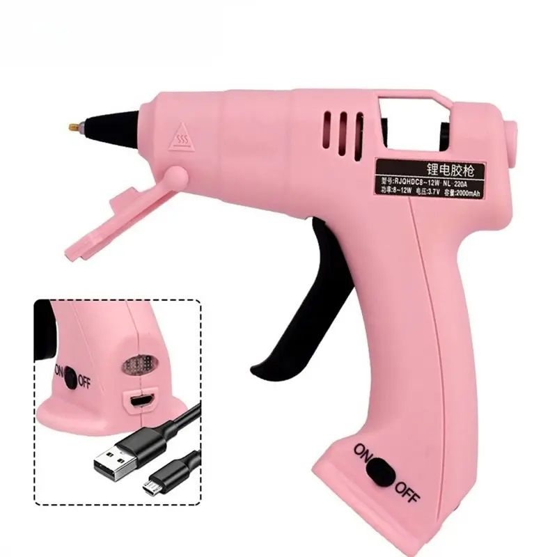 ABUI-Mini Small Hot Melt Glue Gun Wireless Lithium Battery Rechargeable Hot Glue Gun Long Lasting Children's Model