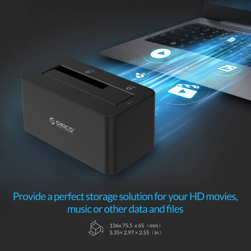 ORICO HDD 도킹 스테이션, SSD 하드 디스크 도킹 스테이션, 2.5 인치, 3.5 인치 HDD, SATA-USB 3.0 HDD, 12V2A 전원 어댑터 포함