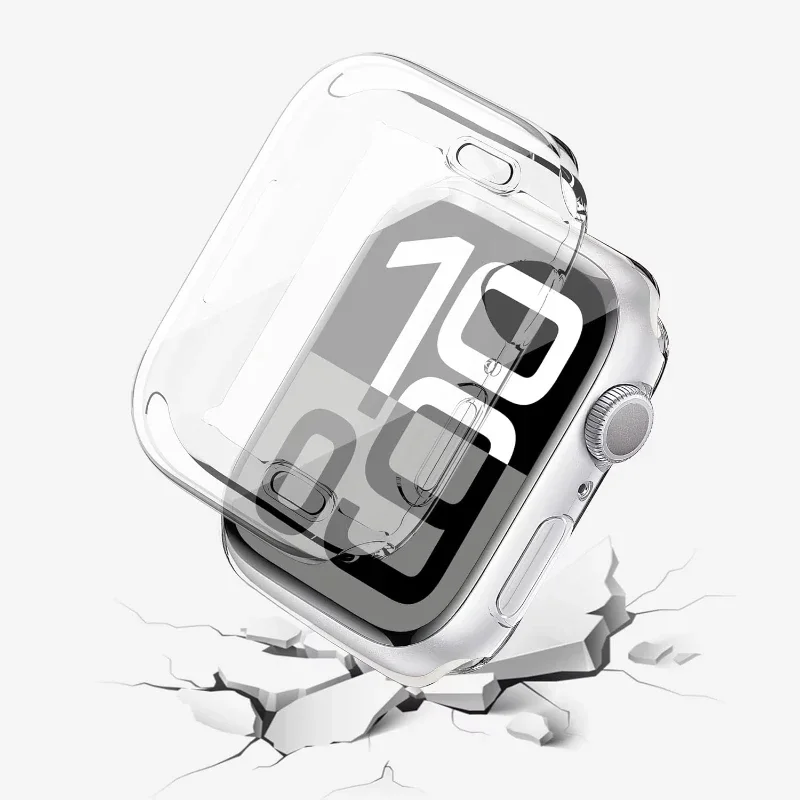 TPU-Abdeckung für Apple Watch-Gehäuse, Serie 9, 8, 7, 6, 5, 4, 3, SE 41 mm, 45 mm, 38–42–44–40 mm, Displayschutzfolie für Apple Watch-Armband-Zubehör