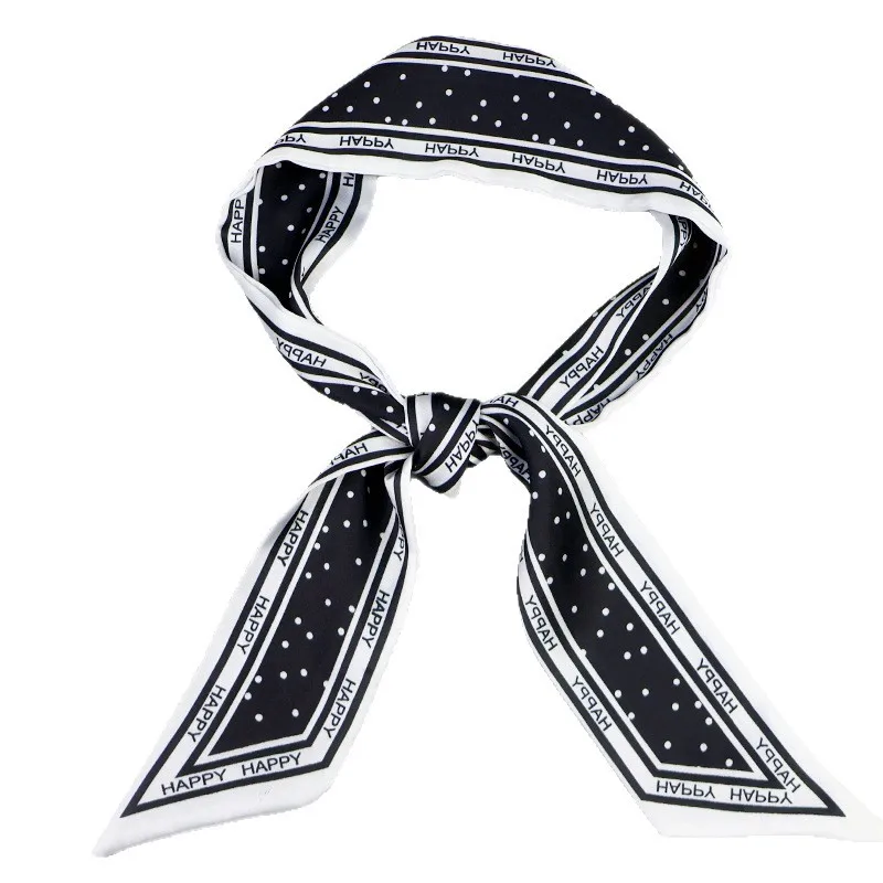 Retro Double-sided Long Stripe  Temperament All-match Tie Hair Tie Bag Fashion Fresh Small Silk Scarf