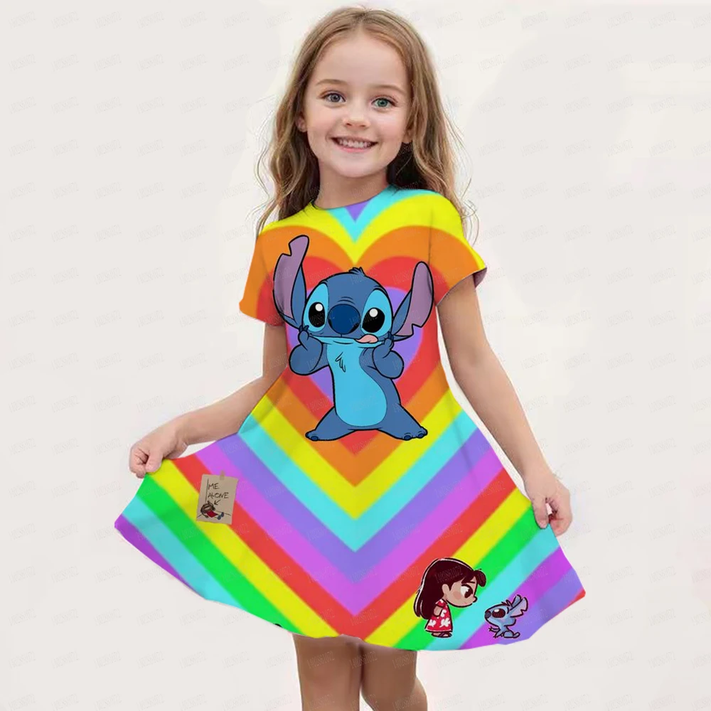 Fashion Stitch Princess Dress 2024 Girls Mirabelle Girls Stretchy Nightgown Summer A-line Dress Short Sleeve O-Neck Dresses