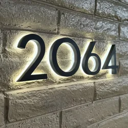 Outdoor Waterproof Led House Number Light Illuminated Address Number Sign Metal Backlit Door Number Hotel Room Numbers Plaque