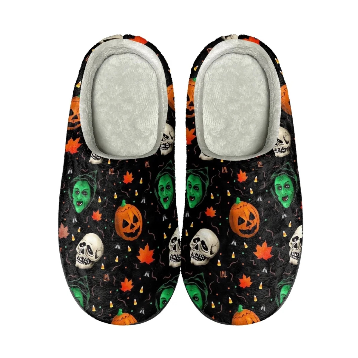 Halloween Decoration Bat Pumpkin Witch Pattern Spring Autumn Round Toe Cotton Slipper Brand Design Comfortable Durable Slippers