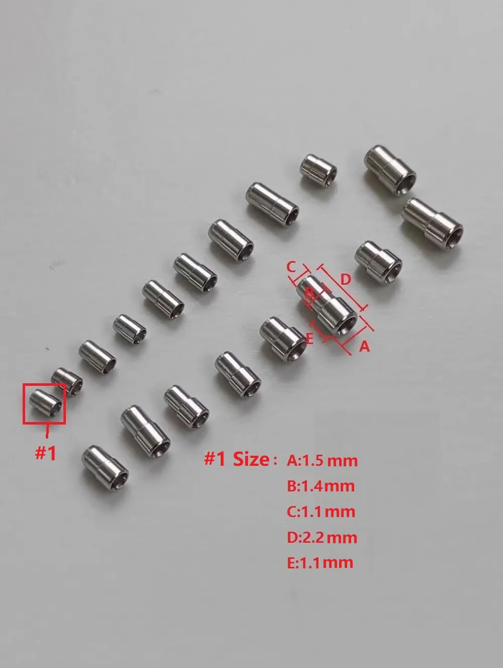 1Pcs 1.5mm-2.5mm Diameter 2.0mm-5.0mm Long Stainless Steel 2 Steps Watch Crown Tube Pipes 18 Different Sizes For Watch Repair