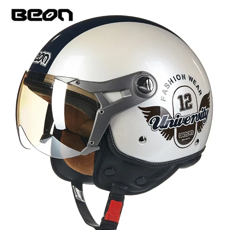 BEON B-100B Open Face Motorcycle Helmet Retro Motorbike Motocross Pedal Car Racing Riding Warm Safety Hat Capacetes Para Moto