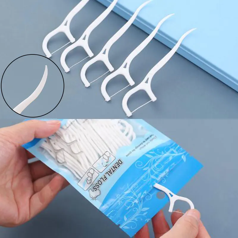 100/50pcs Dental Floss Ultra-fine Plastic Toothpick Disposable Floss Portable Tooth Floss Interdental Cleaning Oral Care