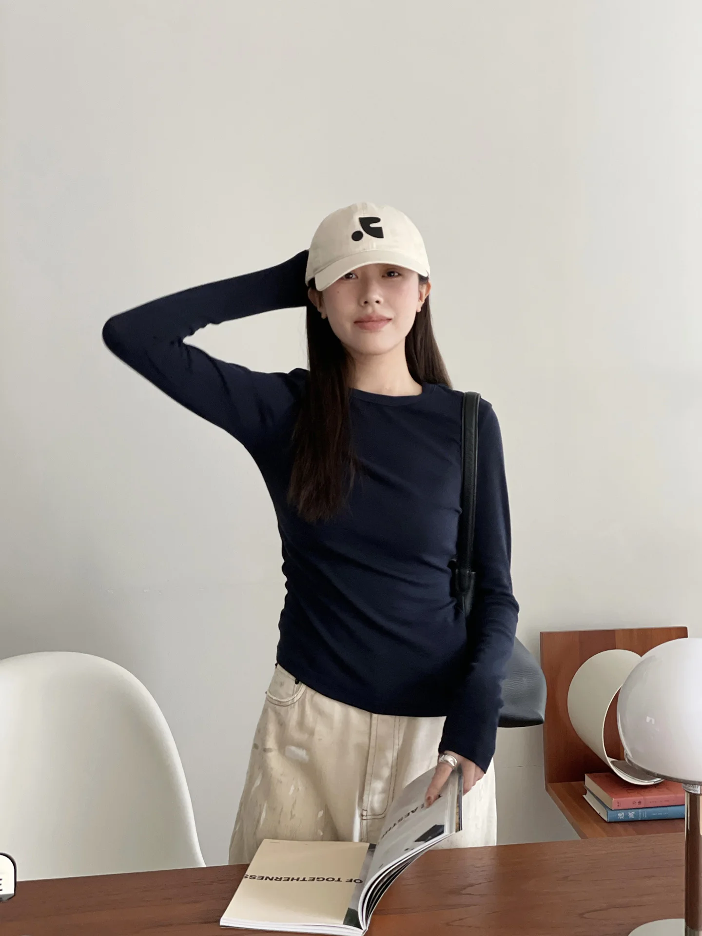 

Облегающий длинный топ с круглым вырезом, базовый слой для женщин, текстура GAOTex, хлопок, модал, лайкра