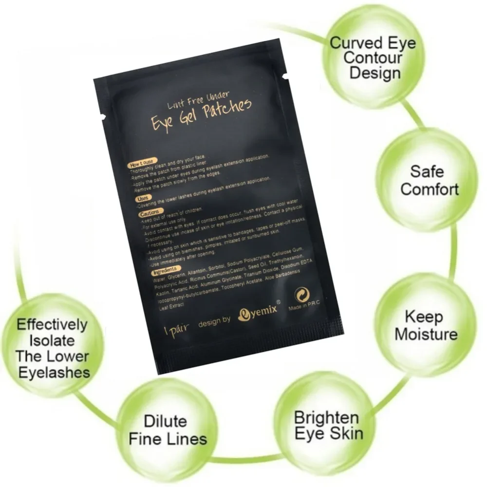 Remendos de papel para extensão de cílios, sem fiapos sob almofadas para os olhos enxertados, adesivos de hidrogel, ferramentas de maquiagem, 50 pares