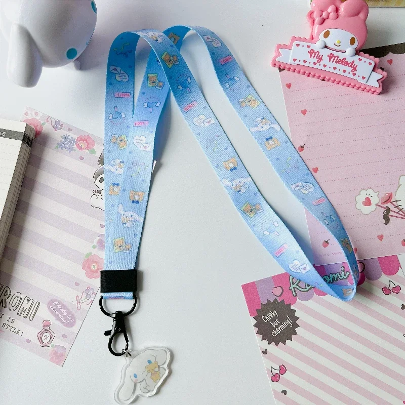 Sanrio-Llavero de anime bt21, cordón para teléfono móvil, dibujos animados de hello kitty, bonito colgante para el cuello, cuerda larga para tarjetas de identificación, colgante