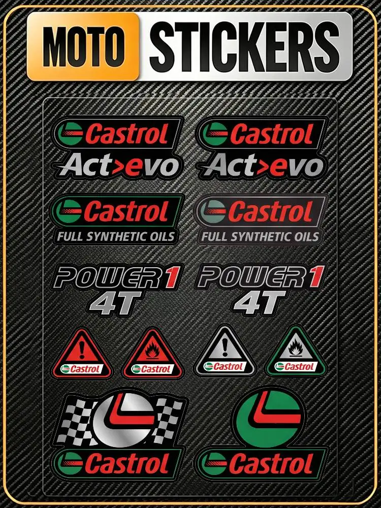 

FOR CASTROL Universal Multi-Purpose Reflective Waterproof Stickers Scratch Conceal For Auto Bike Helmet Mug Fridge Decoration