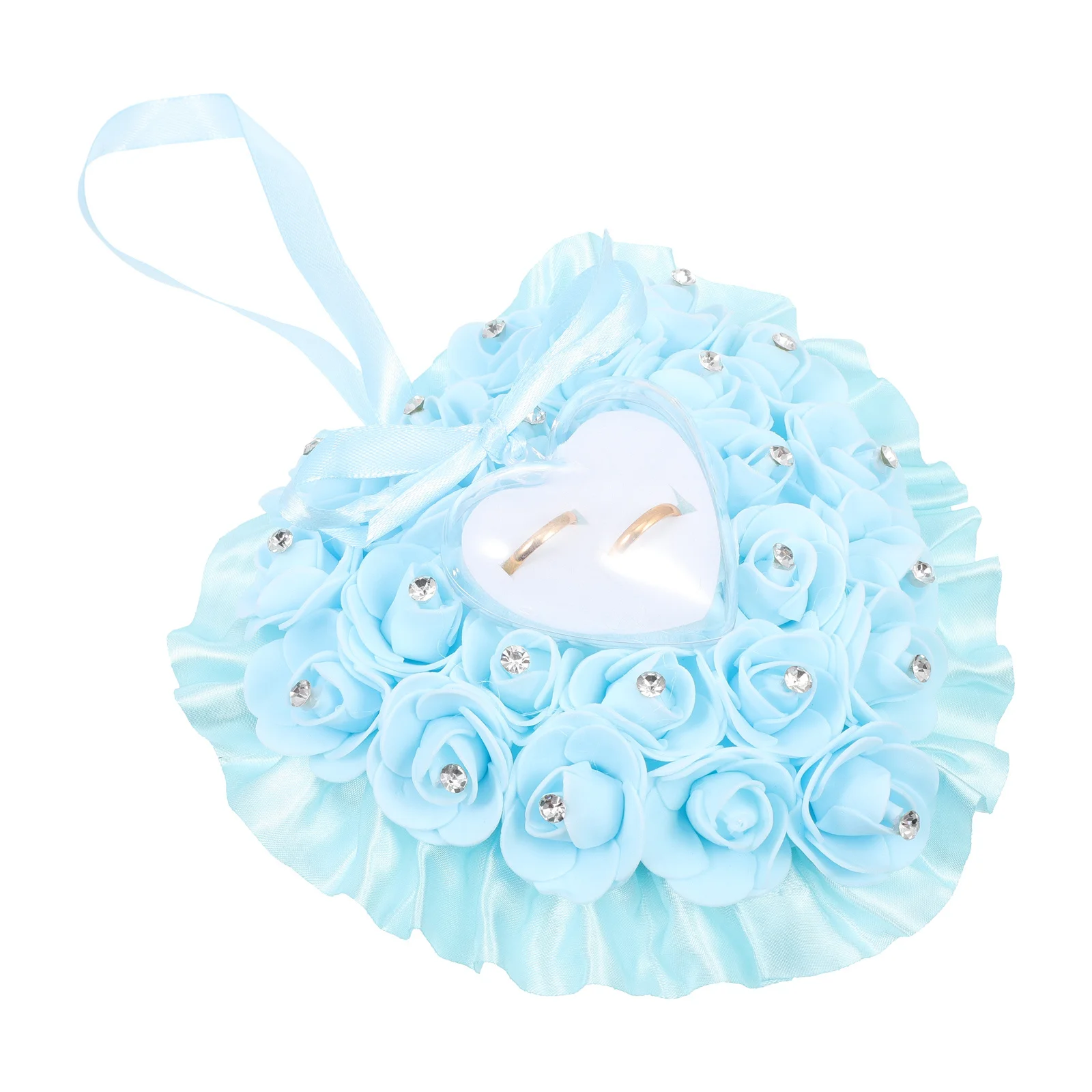 

Элегантная подушка для обручальных колец в форме сердца с дизайном розы и сверкающими стразами, романтическая подставка для колец для вечеринок