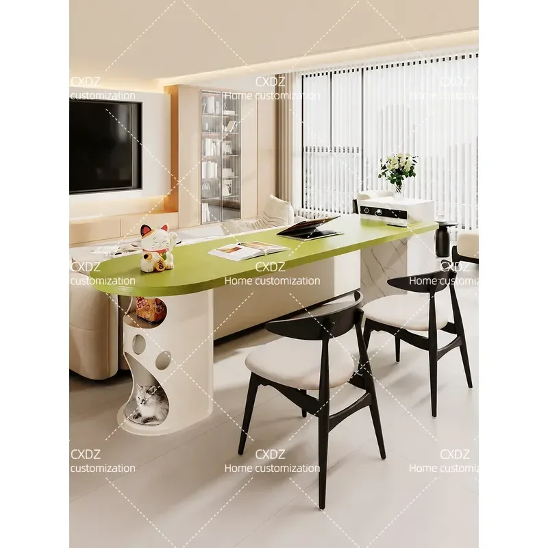 Green Solid Wood Long Table Behind Sofa Horizontal Hall Desk Island Integrated Cat Nest for Living Room Household Furniture