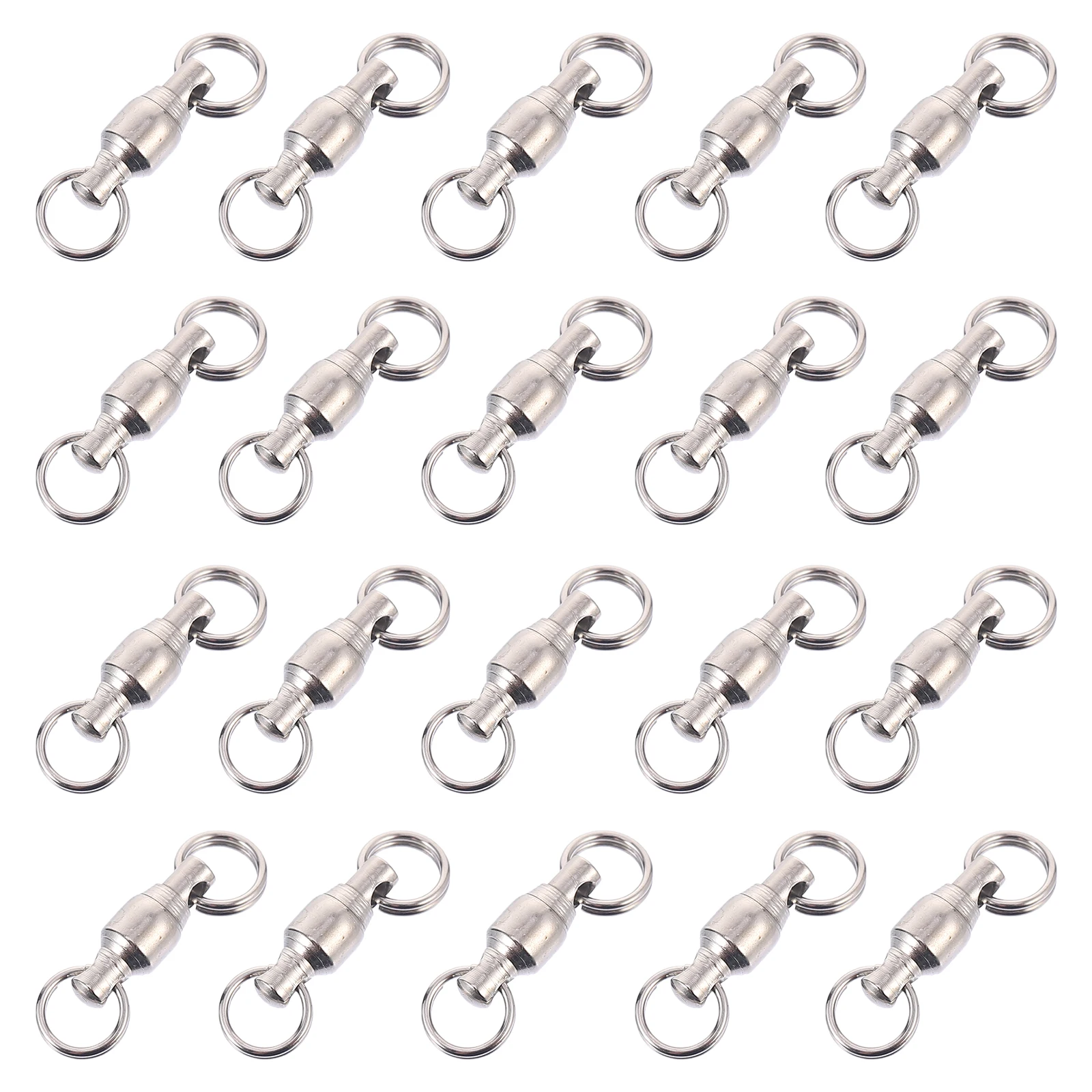 

20pcs Swivels Barrel Solid Rings Sea Fishing Stainless Steel Ball Rolling Eight Figure Ring Connector Heavy Duty Smooth Rotation