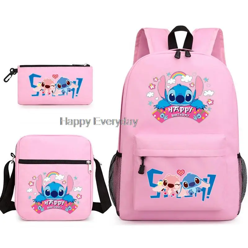 Lilo Stitch Cartoon School Bags Girls Boys 3pcs Simple Light Students Laptop Backpack Kids Travel Mochilas With Shoulder Bag