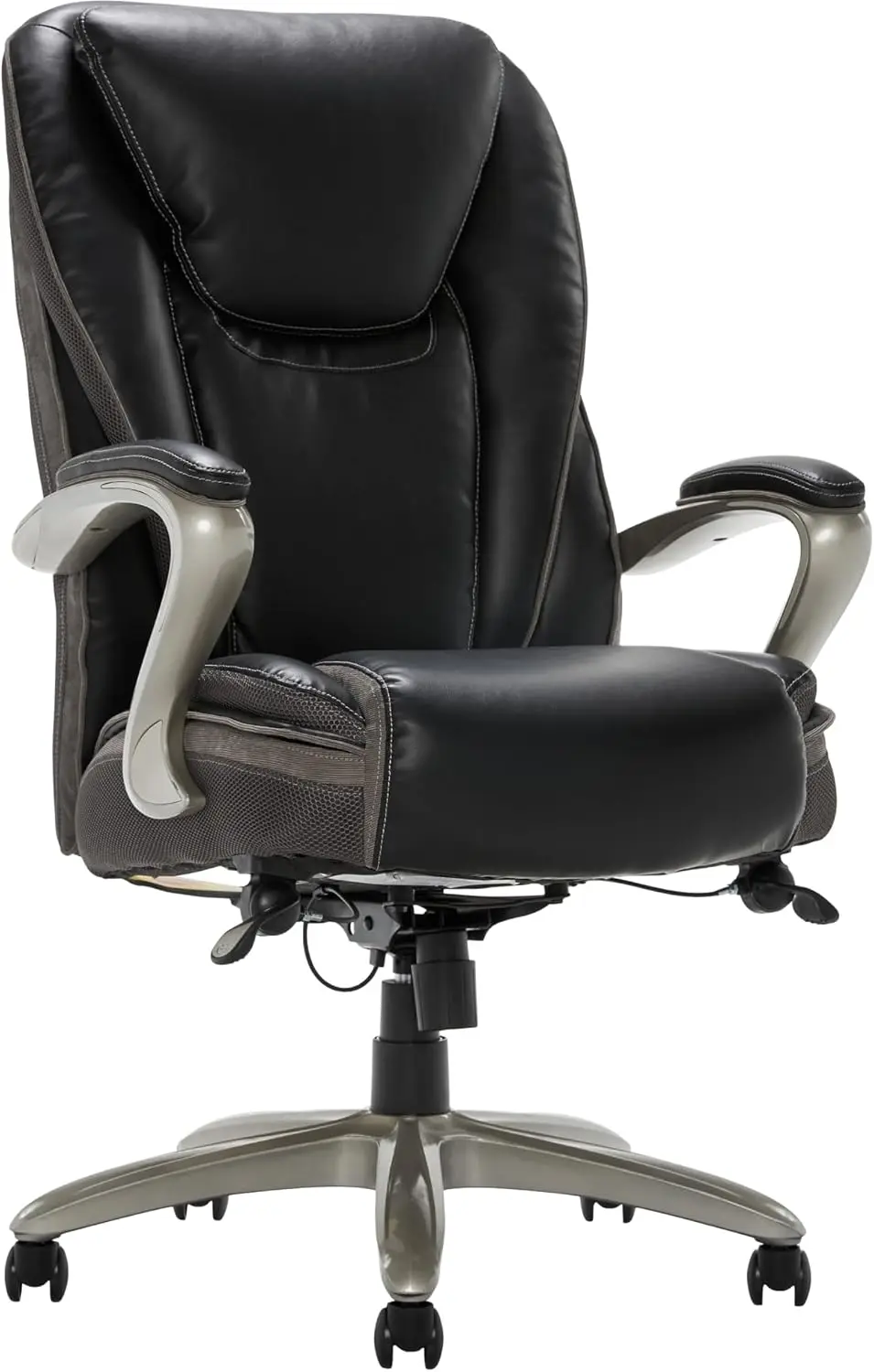 Smart Layers™ Hensley Big & Tall Ergonomic Bonded Leather High-Back Office Chair Black/Silver Strong and Durable