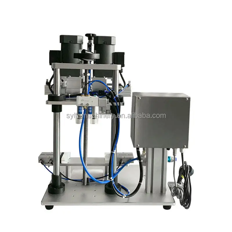 【HOT】Model 4 Wheel Screw Capping Machine with Pneumatic Duckbill Roller System for Industrial Bottle Sealing