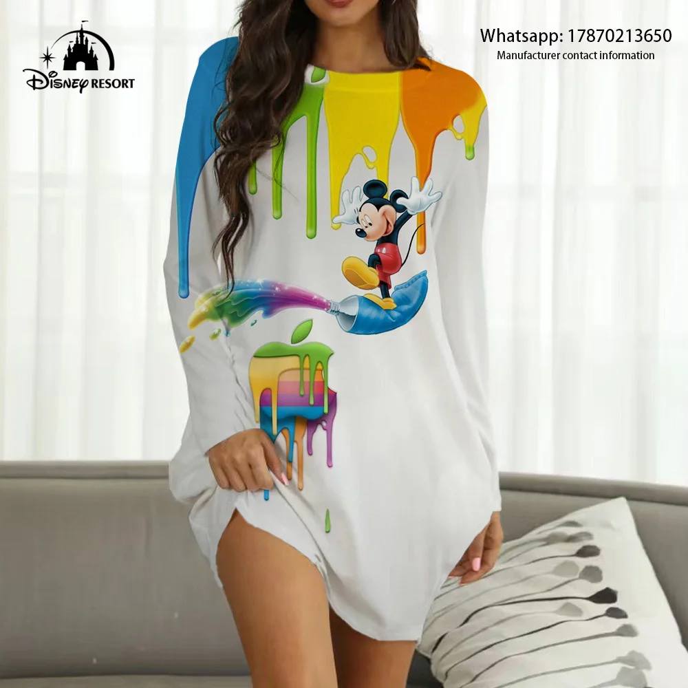 

Fall 2022 Women's New Disney Brand Boho Style Mickey and Minnie Anime Print Fashion Casual Sexy Party Ladies Homewear Y2K