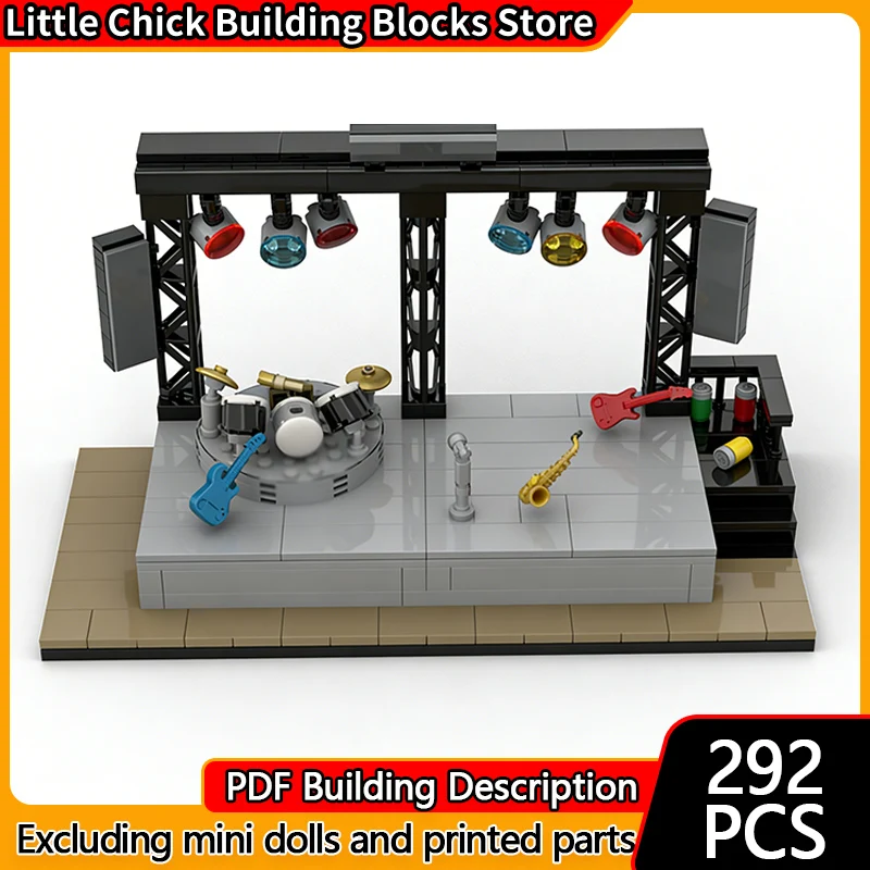 

City Street View Model MOC Building Bricks Rock Concert Stage Modular Technology Children Holiday Gifts Assemble Toys Suit