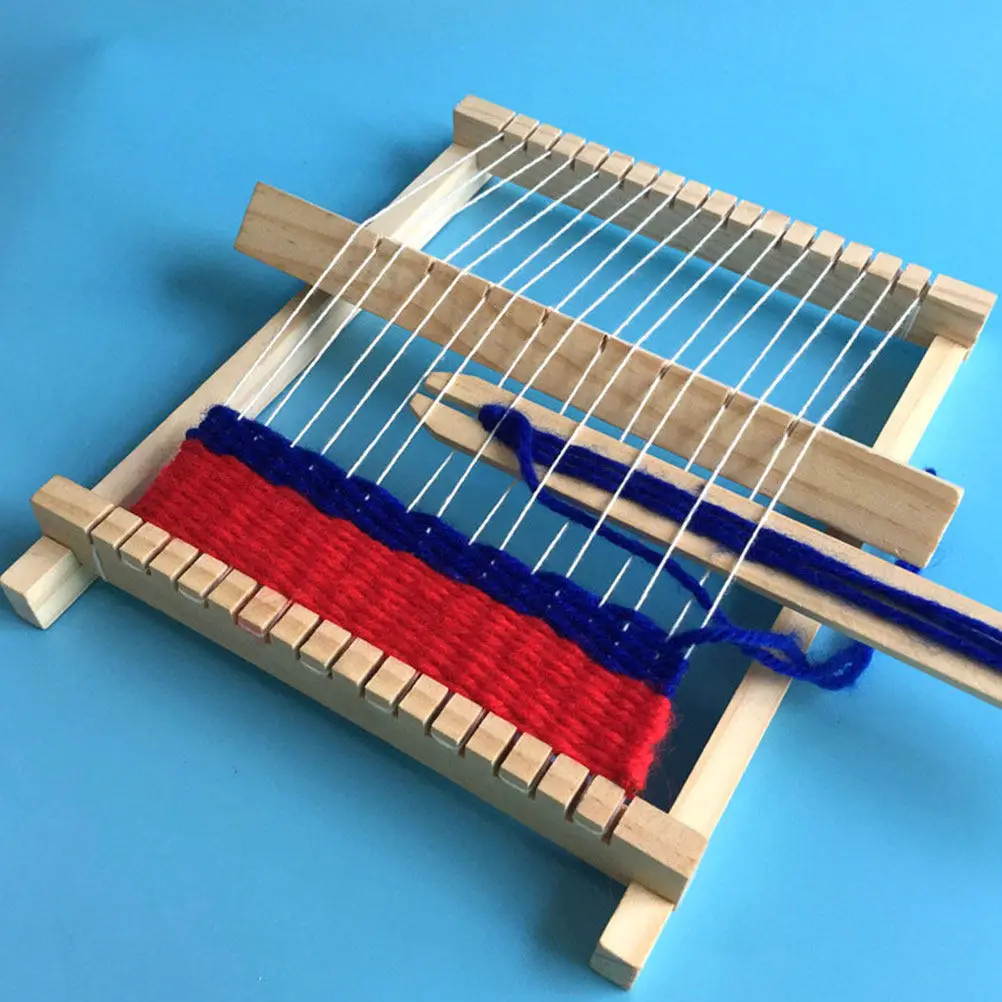 

Wooden Knitter Child DIY Handmade Yarn Weaving Set Stimulates Brain Development Creative Learning Tool for Kids Khaki