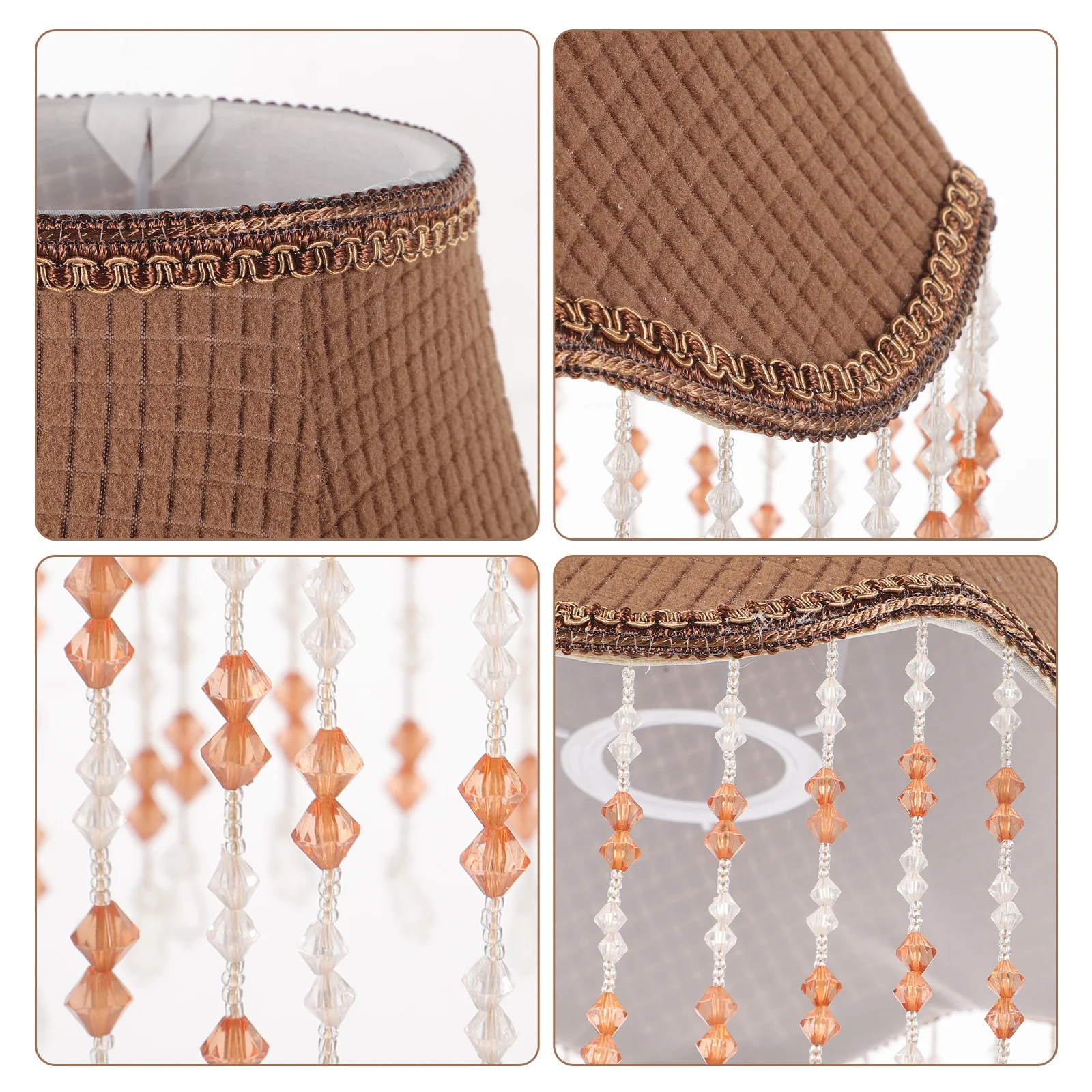

Elegant Iron Cloth Fringe Lampshade for Table Lamps Home Decor Vintage Style Replacement Tassel Fabric Shade 120