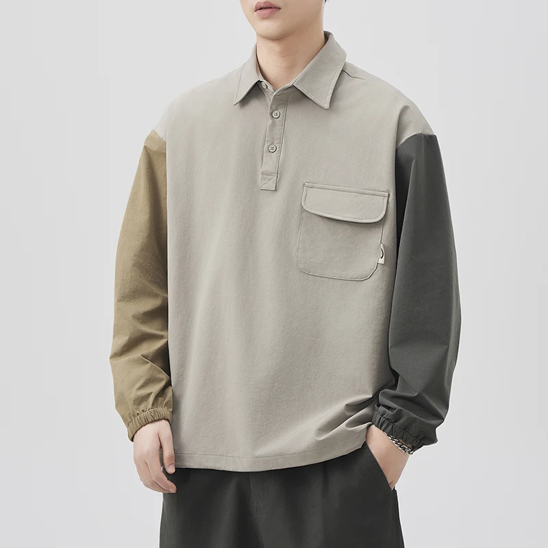 

Outdoor Quick Dry Polo Shirt Men Streetwear Fashion Loose Casual Long Sleeve Plus Size Tack Techwear Pullover Shirts Blouse