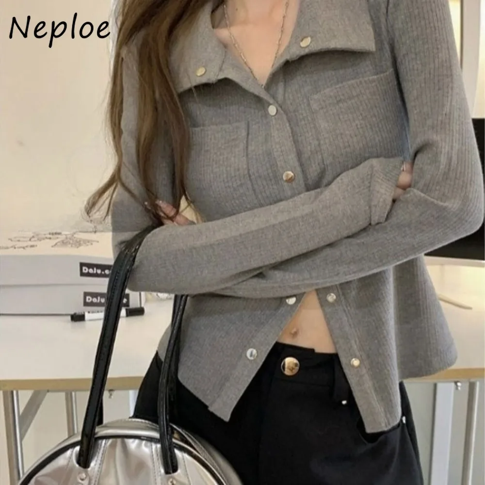 

Neploe Undershirt New Casual All-match Cardigan Minority Slim Korea Chic Elegant Pull Femme Unique Long Sleeve Trendy Sweaters