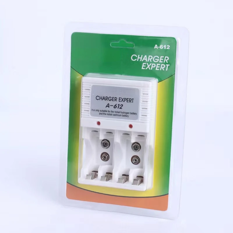 

Зарядное устройство A-612 для перезаряжаемых батарей AA AAA 9V, 4 слота с кабелем, круглый и плоский разъем