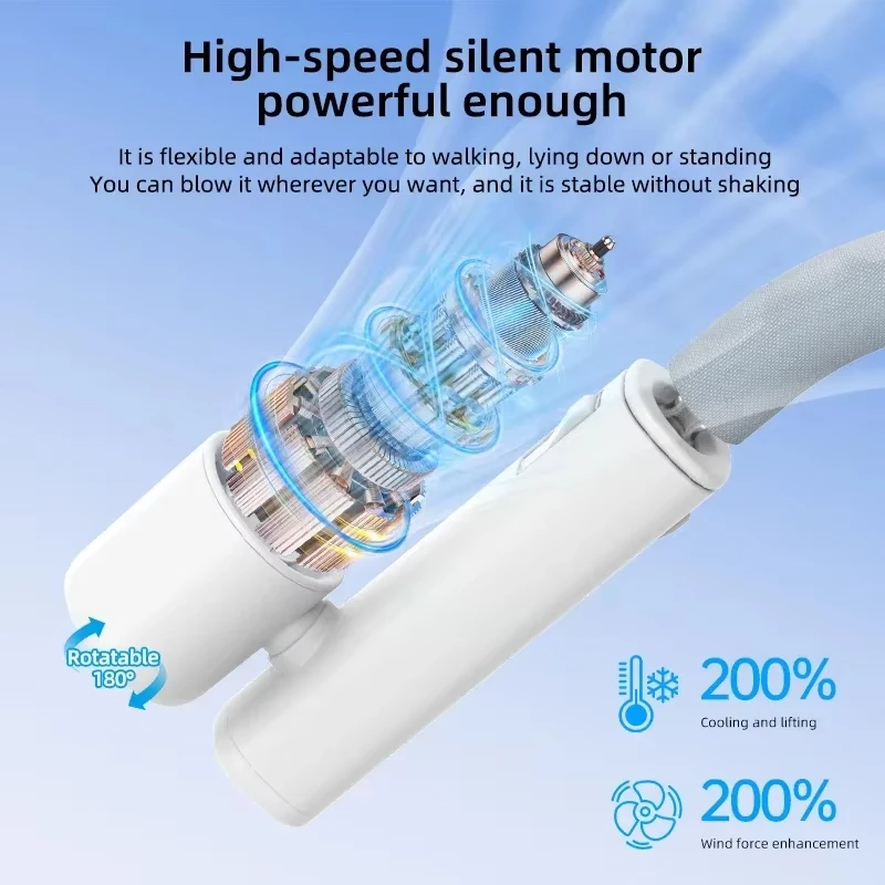 Portable Neck Fan High Speed Turbine Powerful Airflow Bladeless Cooling Fan Handheld Sport Fan for Travel Outdoor Wear image 5