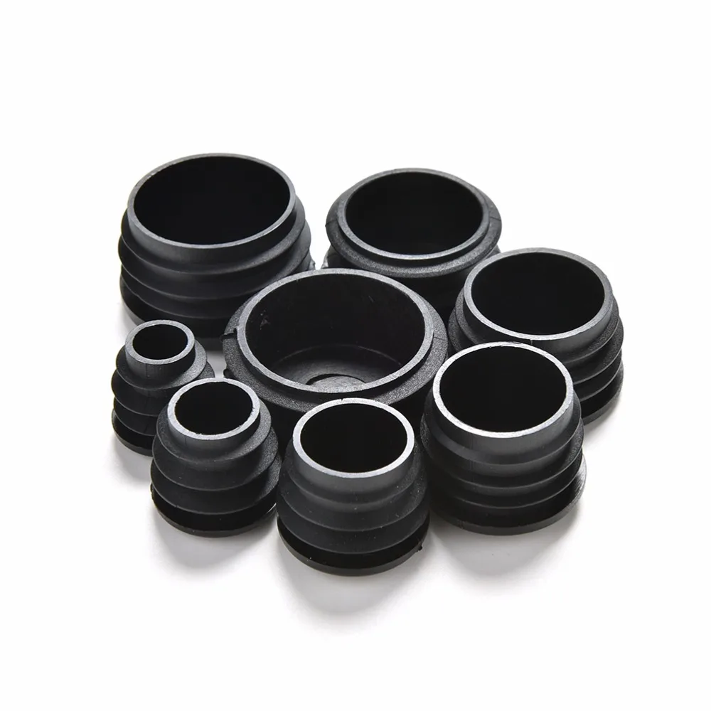 10Pcs/lot Pipe End Blanking Caps Bung Tube Insert Plug Round Black Diameter 16/19/22/25/28/30mm