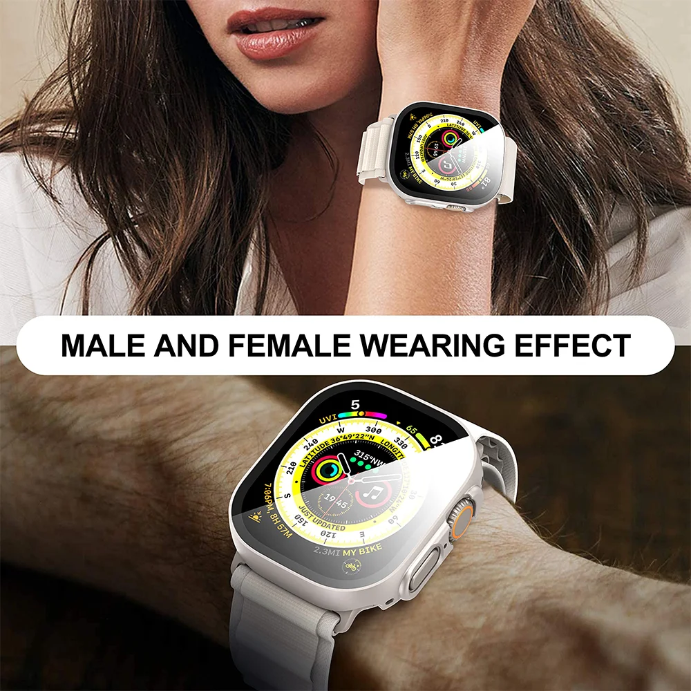 Glass+ Cover For Apple Watch case Ultra 2 49mm smartwatch Bumper+Screen Protector Tempered iwatch series apple watch Accessories