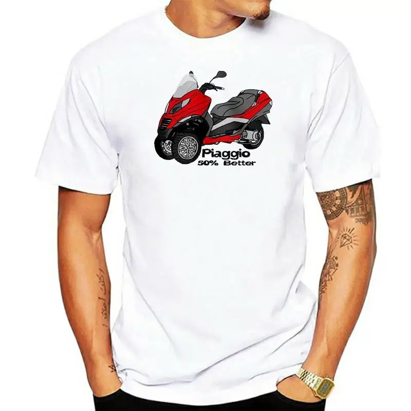 Piaggio Mp3 Font 1 White T Shirt Cotton T Shirt White Piaggio T Shirt For Men 010574