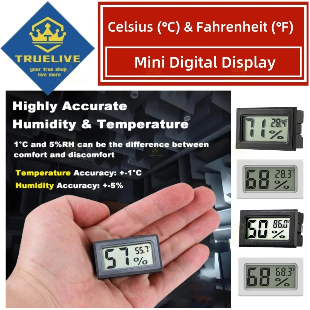 ℉ ℃   มินิจอแอลซีดีดิจิตอลเครื่องวัดอุณหภูมิเครื่องวัดความชื้นองศาเซลเซียสองศาฟาเรนไฮต์อุณหภูมิความชื้นเมตรในร่มเครื่องวัดความชื้น
