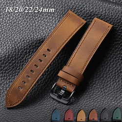 20mm 22mm Leather Strap for Samsung Galaxy Watch 7/6/5/4 40 44mm Gear Band Vintage Bracelet for Xiaomi for Casio 18mm 24mm Band